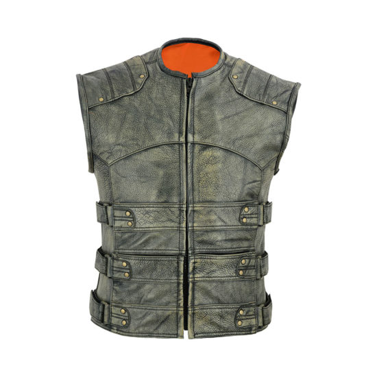 classic leather motorcycle vest new design 2022 in top quality