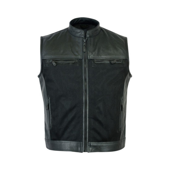 new trendy fashion perforated biker leather vest